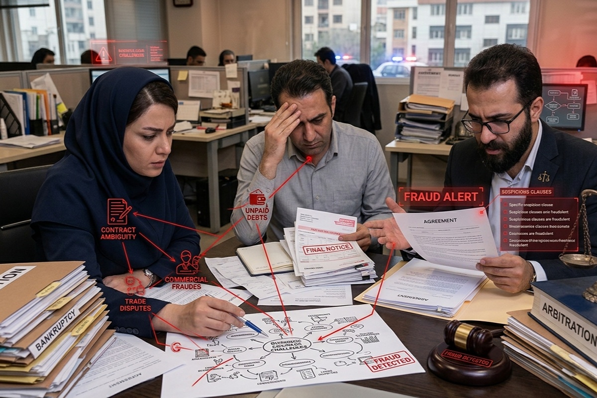 چالش‌های حقوقی کسب‌وکارها؛ بررسی قراردادها، بدهی‌ها، کلاهبرداری و اختلافات تجاری